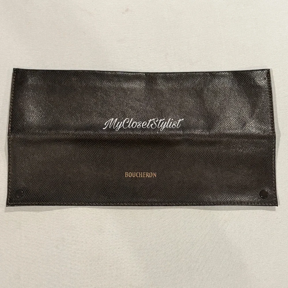 BOUCHERON GENUINE LEATHER Gold Luxury Necklace Bracelet CASE Pouch NEW! Rare - Picture 6 of 6